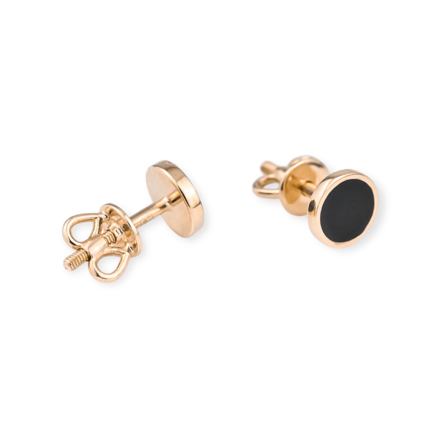 Stud Earrings with Black Enamel