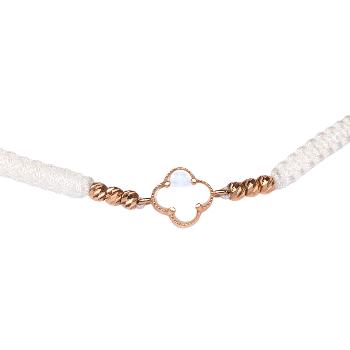 White Thread Bracelet Clover  Mother of Pearl