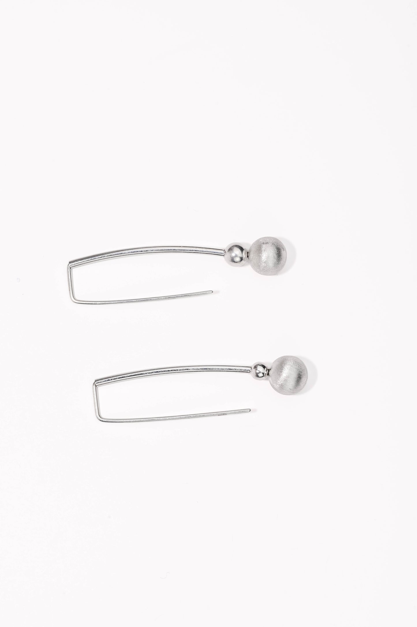 Silver Earrings Textured Sphere