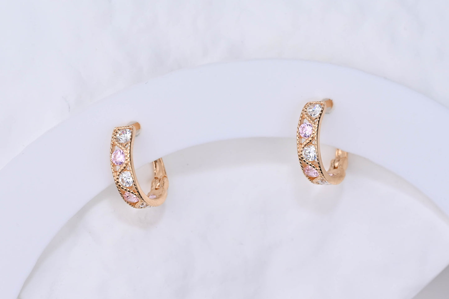 Kids Earrings Dream with Pink&White Zirconia stones