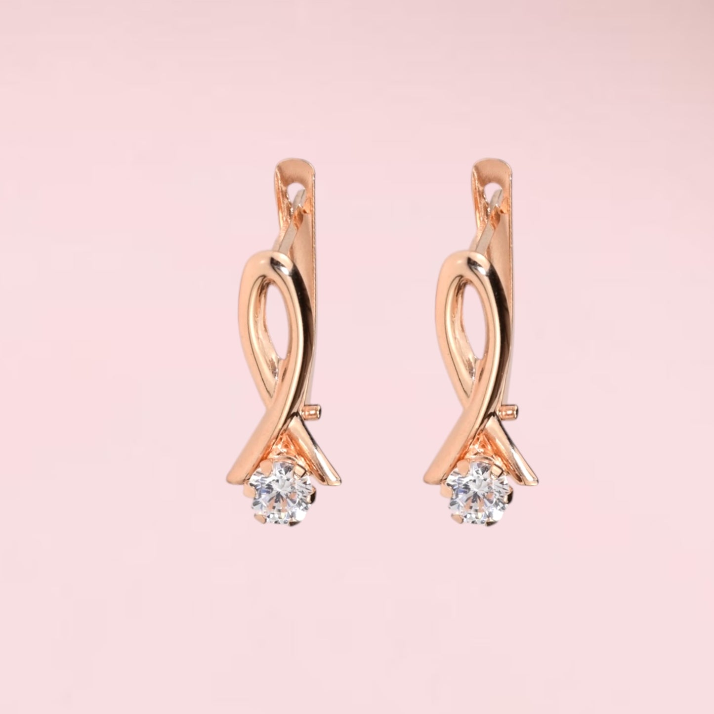 Rose Gold Earrings with Zirconia stones
