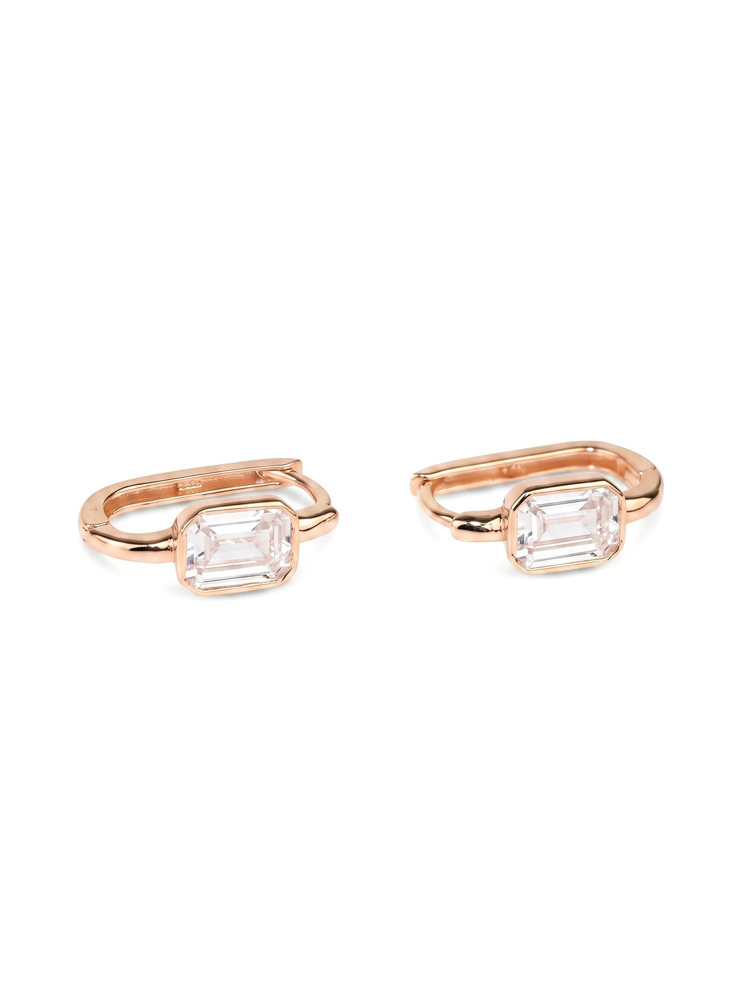 Rose Gold 585 Hoops Earrings with Zirconia stones