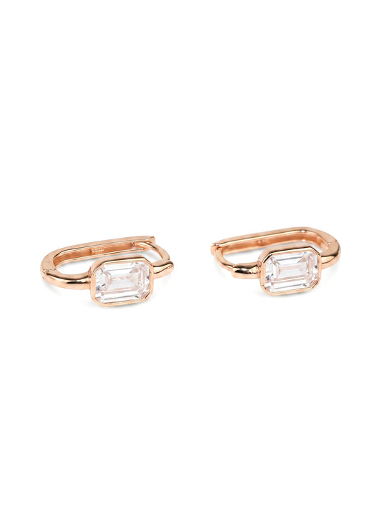 Rose Gold 585 Hoops Earrings with Zirconia stones