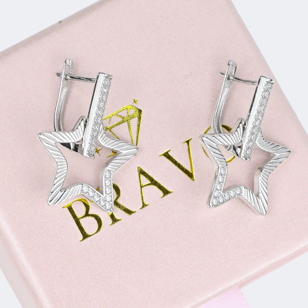 Silver Earrings Stars