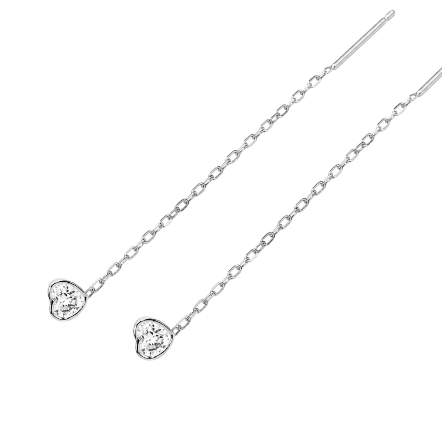 Silver Thread Earrings Hearts