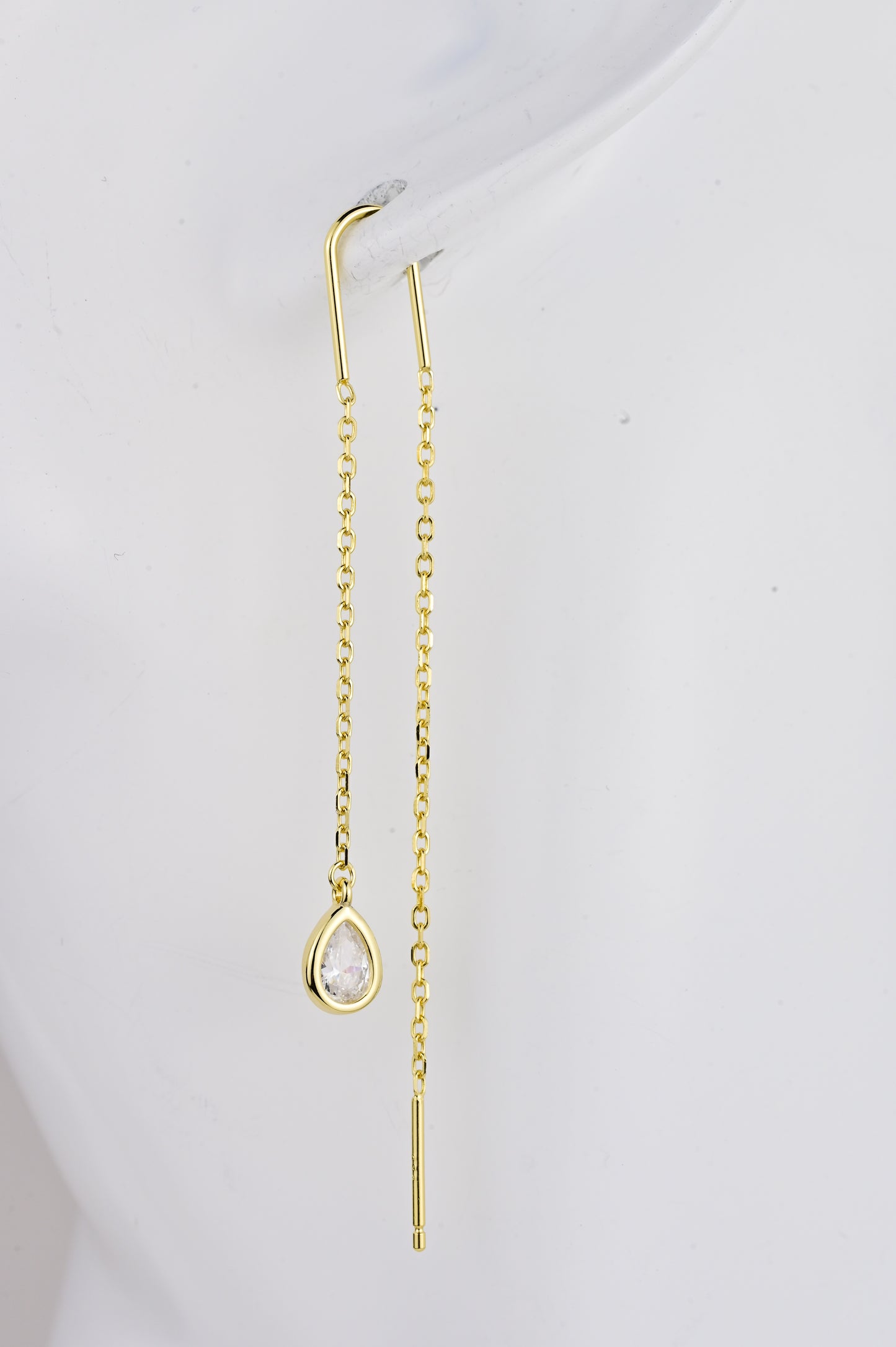 Silver 925 Gold Plated Threads Earrings