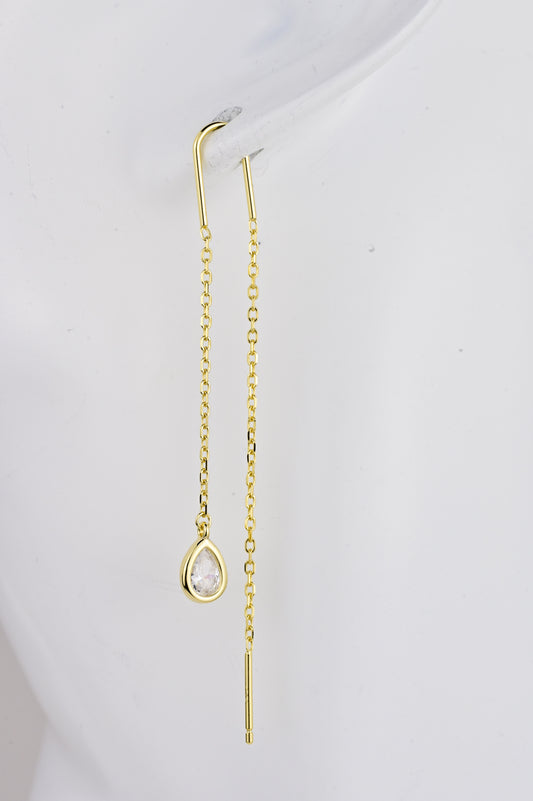 Silver 925 Gold Plated Threads Earrings