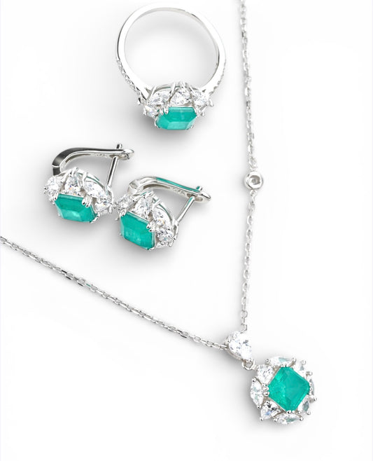 Silver Set Earrings, Necklace and Ring