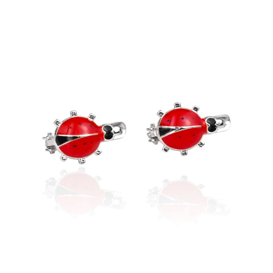 Kids Silver Earrings Ladybug