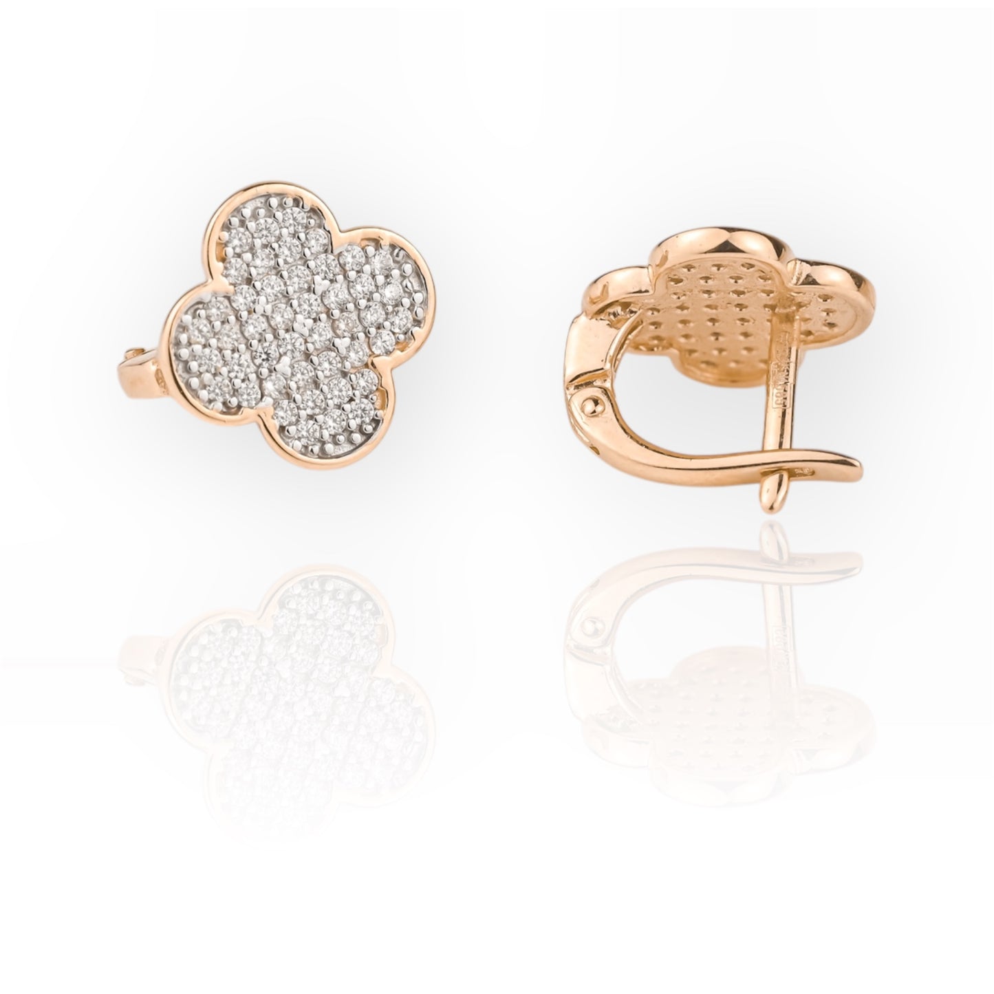 Earrings Clover with Zirconia stones