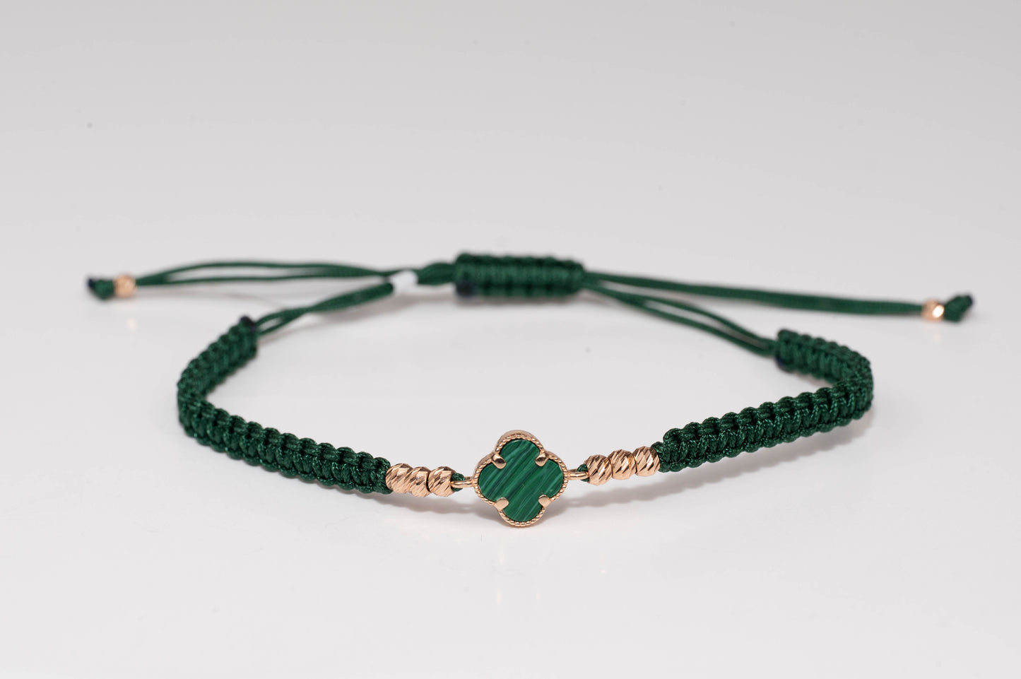 Green Thread Bracelet Clover Malachite