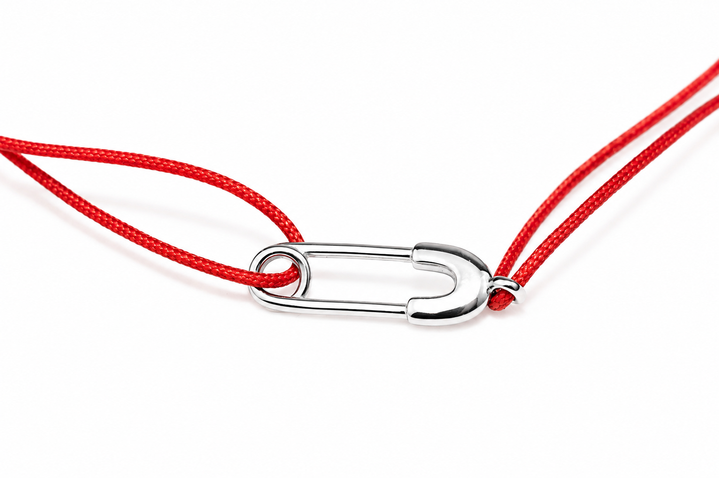 Silver Red Thread Bracelet Pin