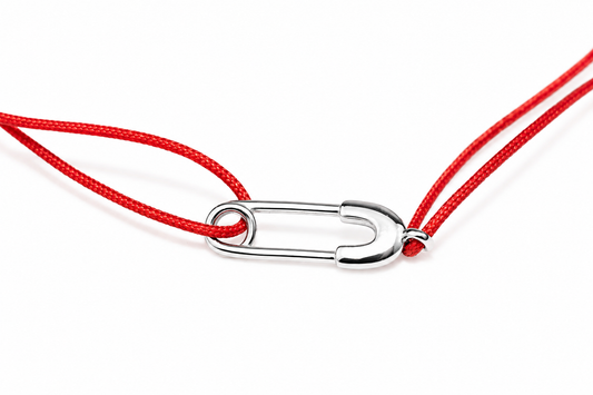 Silver Red Thread Bracelet Pin