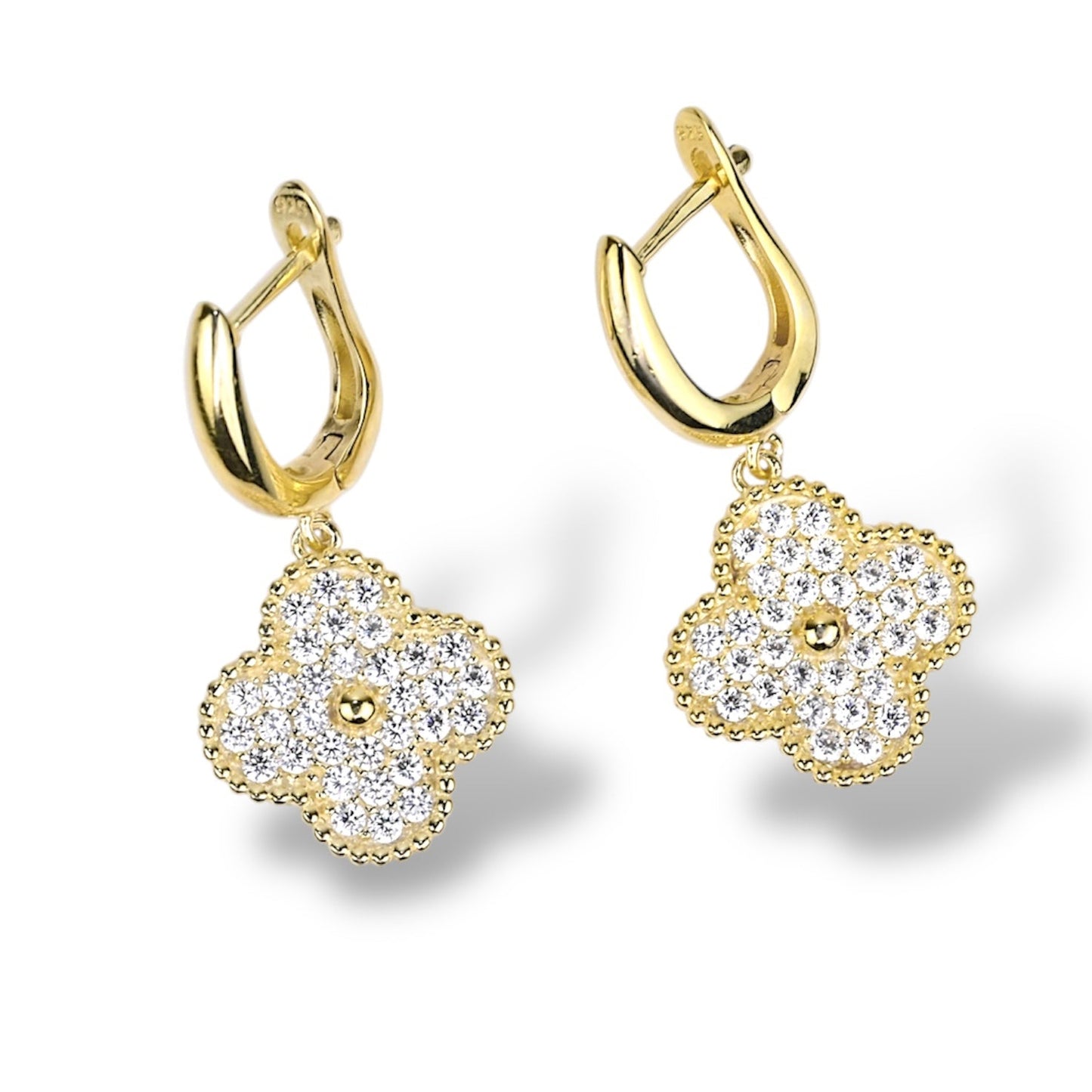 Silver 925 Gold Plated Earrings Clover