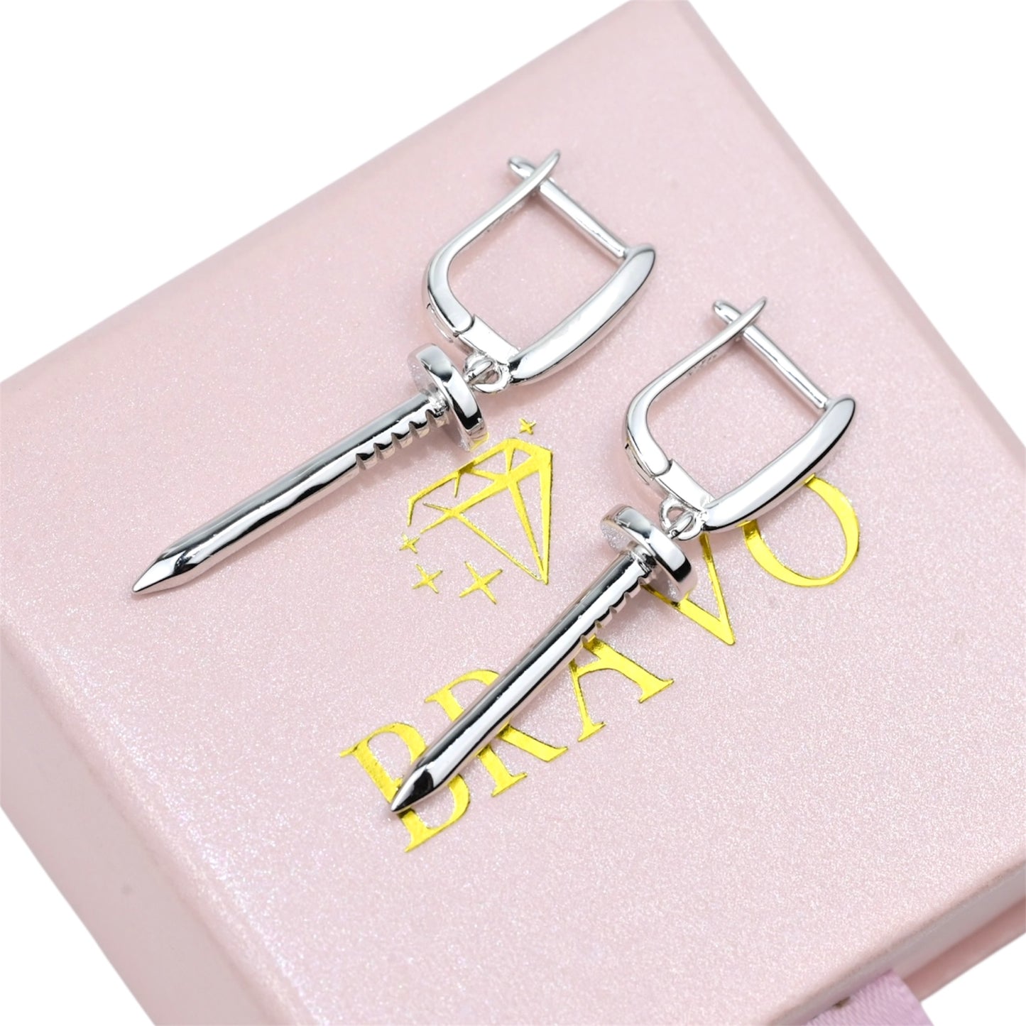 Silver 925 Nails Earrings
