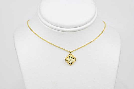 Silver Necklace Clover Yellow Gold Plated
