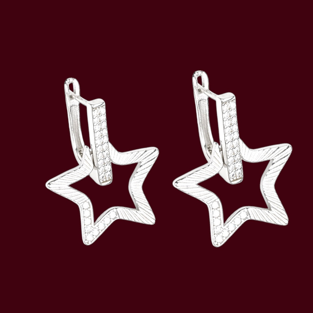 Silver Earrings Stars