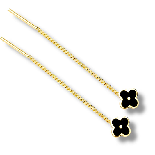 Thread Earrings Yellow Gold Flowers