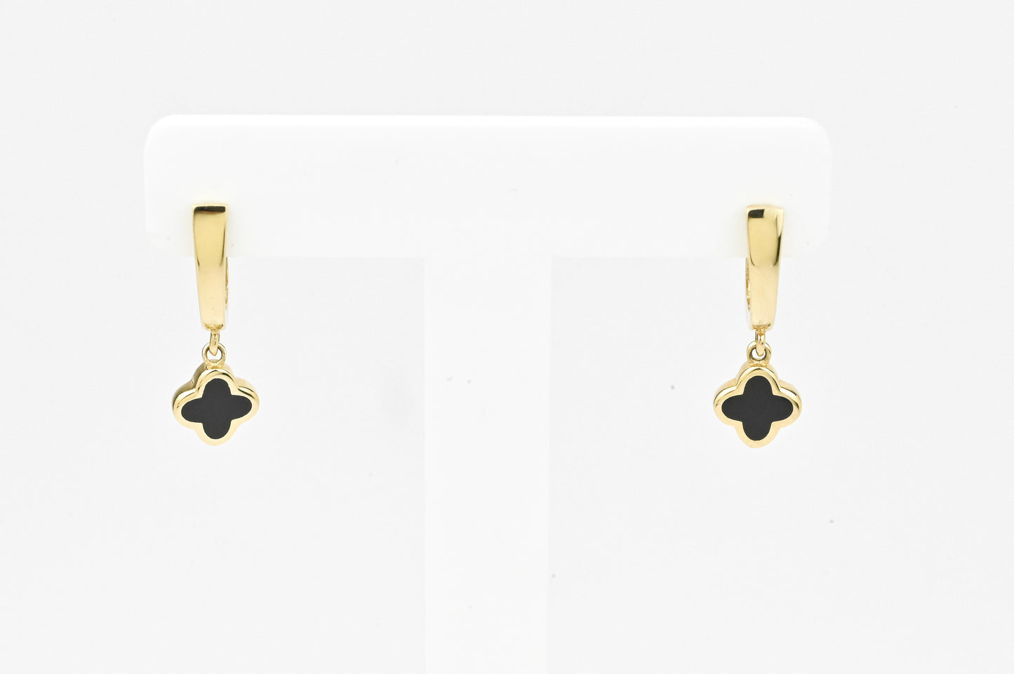 Earrings Black Flower Enamel