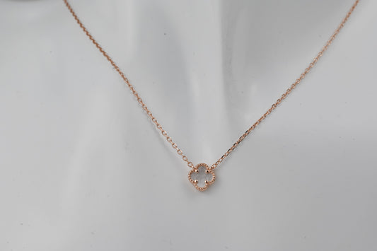 Silver Necklace Clovers Mother of Pearl Gold Plated