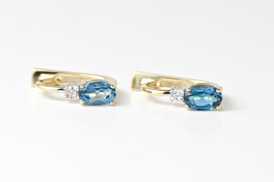 Kids Earrings Yellow Gold with Topaz