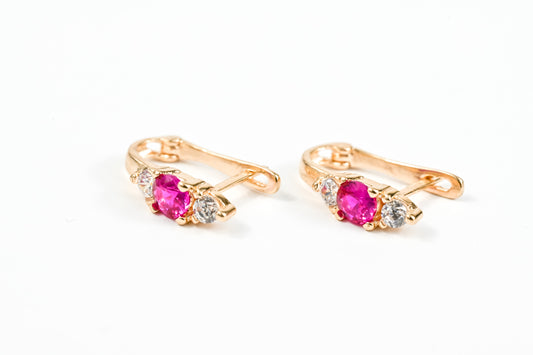 Kids Earrings Pink stone