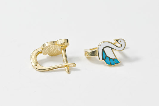 Kids Earrings Blue Swan