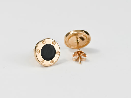 Earrings with black Enamel Rose Gold