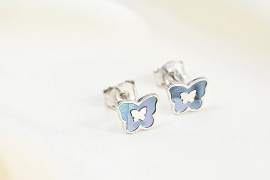 Silver Stud Earrings Butterfly