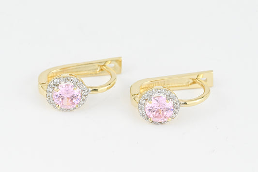 Pink Kids Earrings Zirconia stones