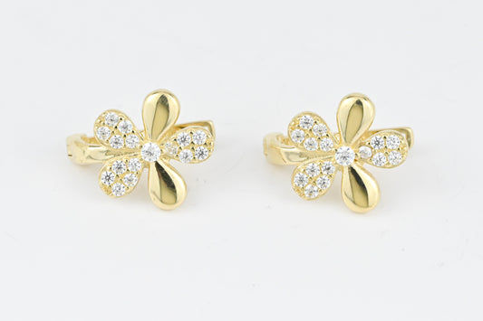 Flowers Yellow Gold Kids Earrings