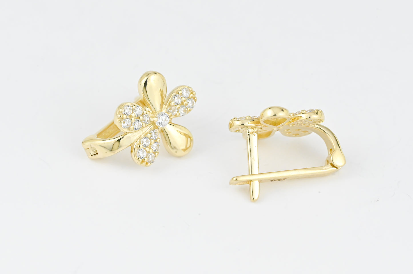 Flowers Yellow Gold Kids Earrings