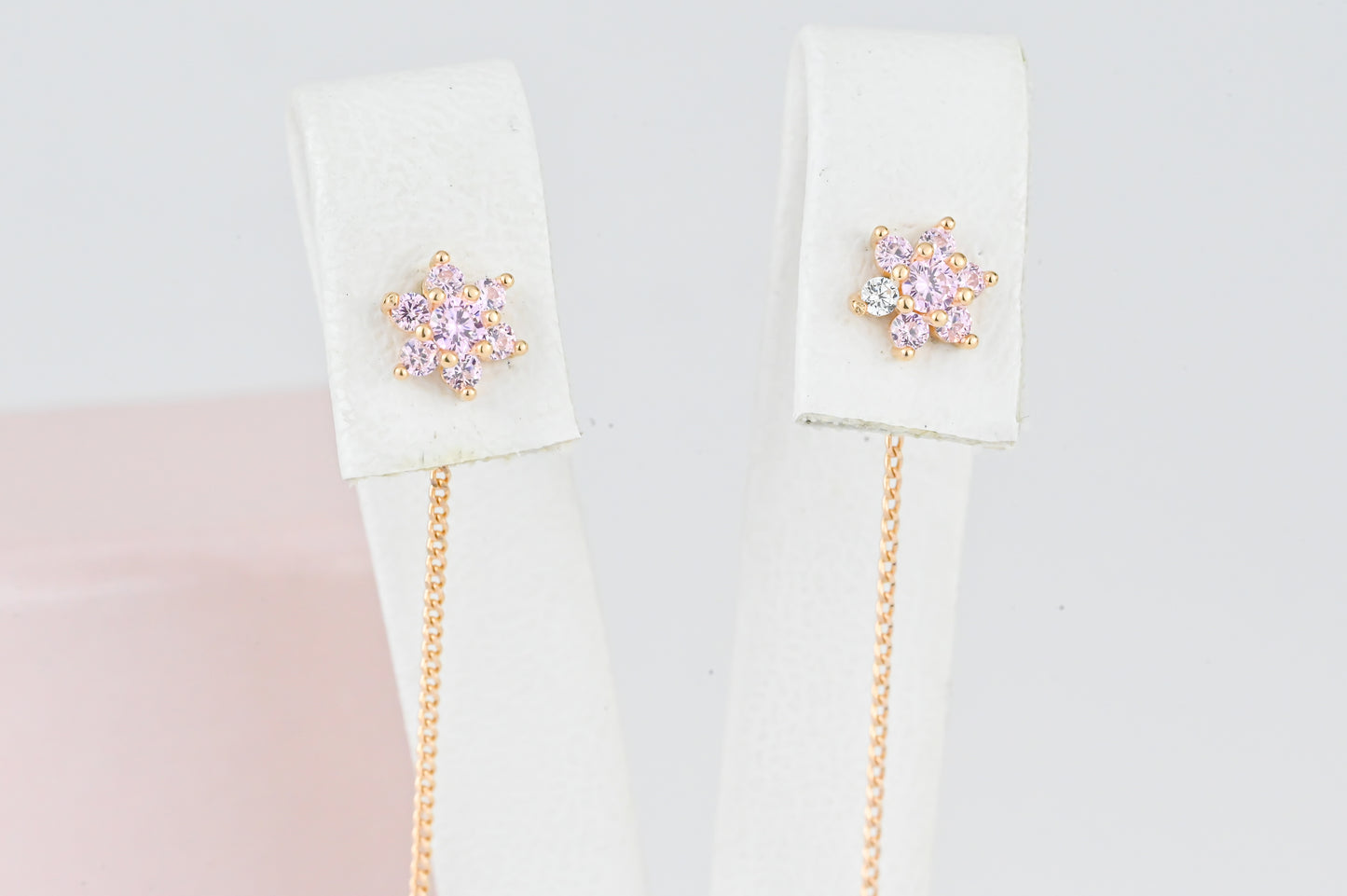 Pink Flowers Thread Earrings