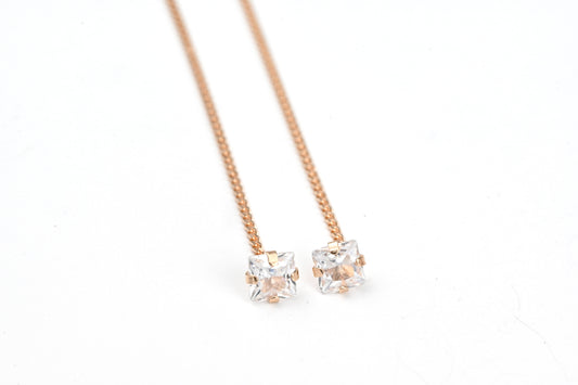 Thread Earrings with Zirconia stones