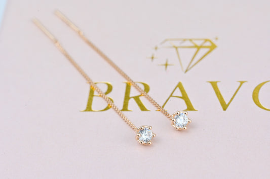 Thread Earrings with Zirconia stones