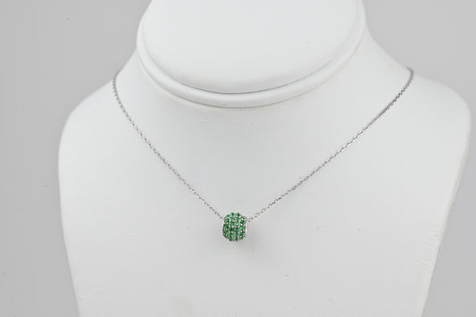 Silver 924 Necklace with Green stones Pendant