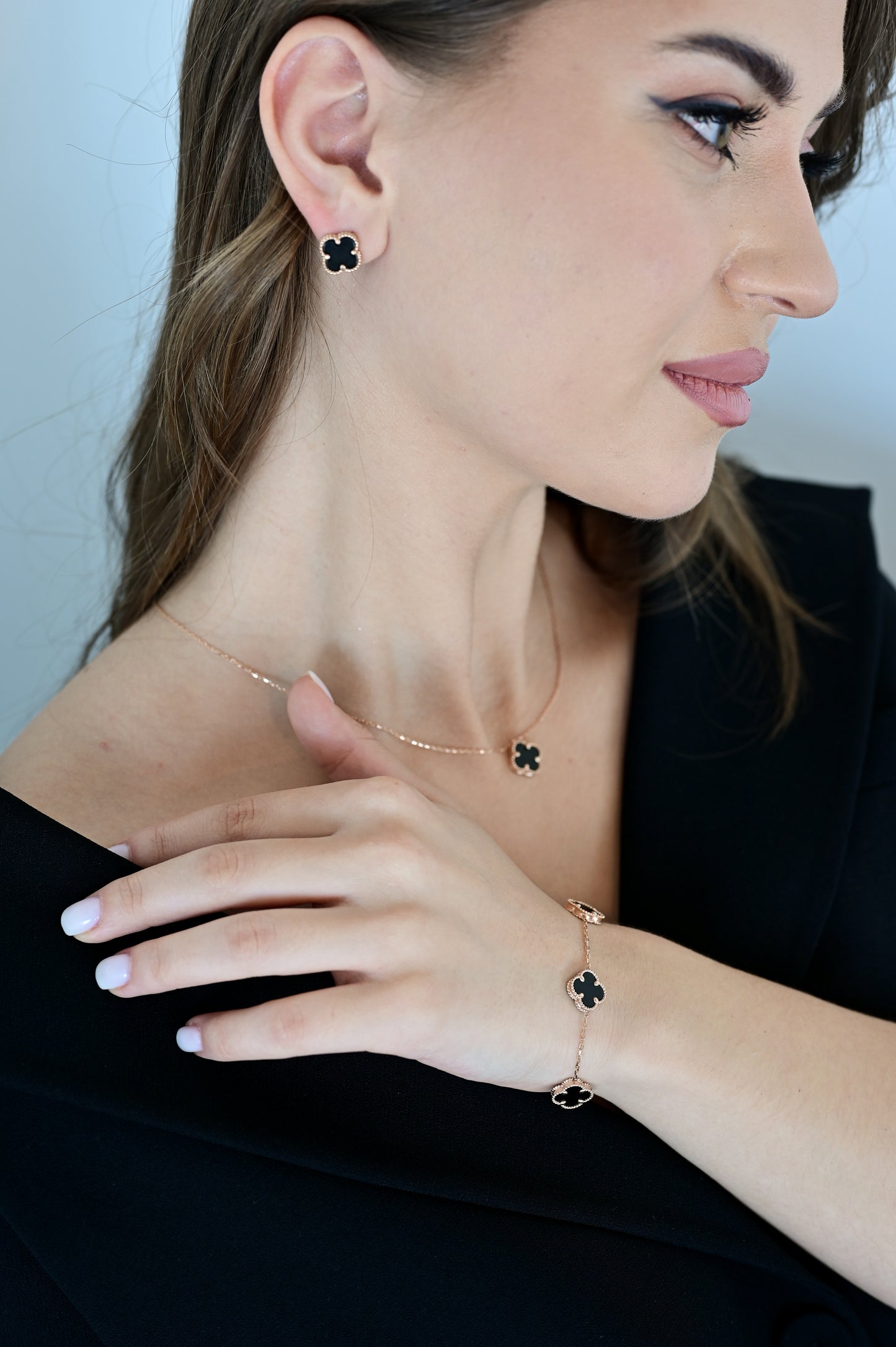 Earrings with Black Onyx