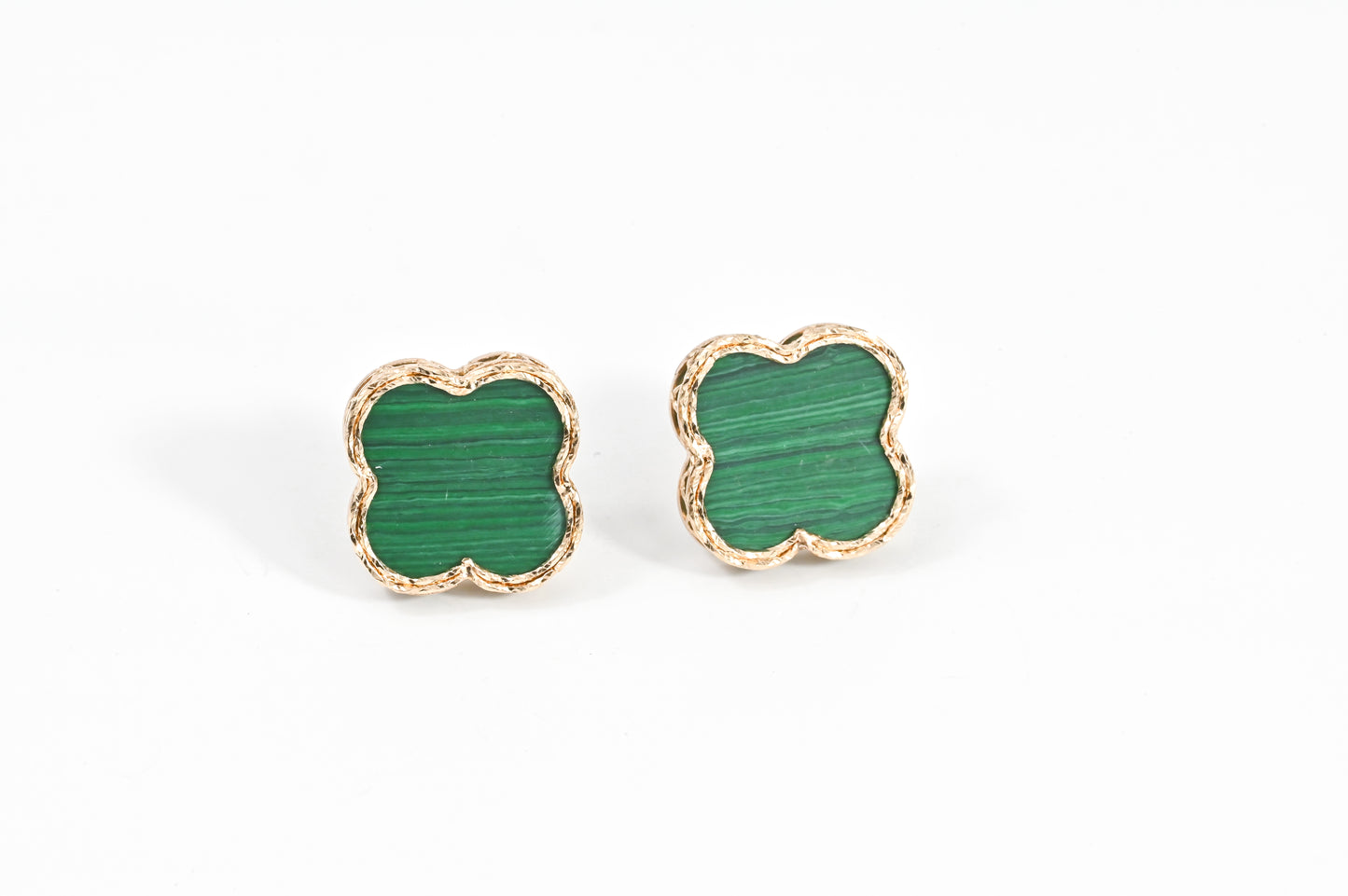 Screw in Malachite clover Earrings