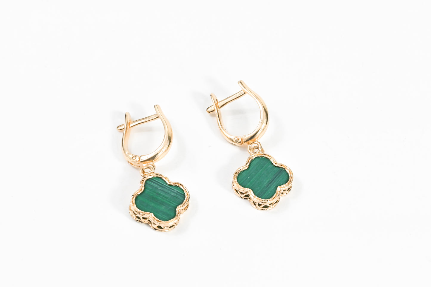 Dangle Earrings Malachite clover