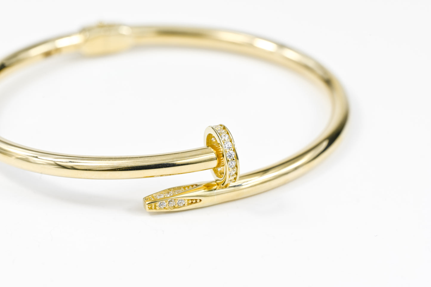 Bracelet Nail Yellow Gold with Zirconia stones