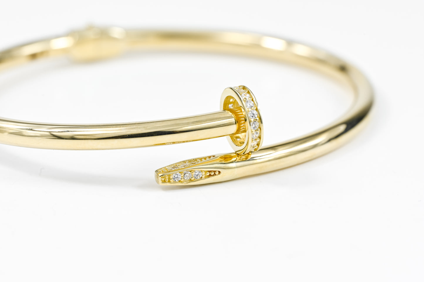 Bracelet Nail Yellow Gold with Zirconia stones