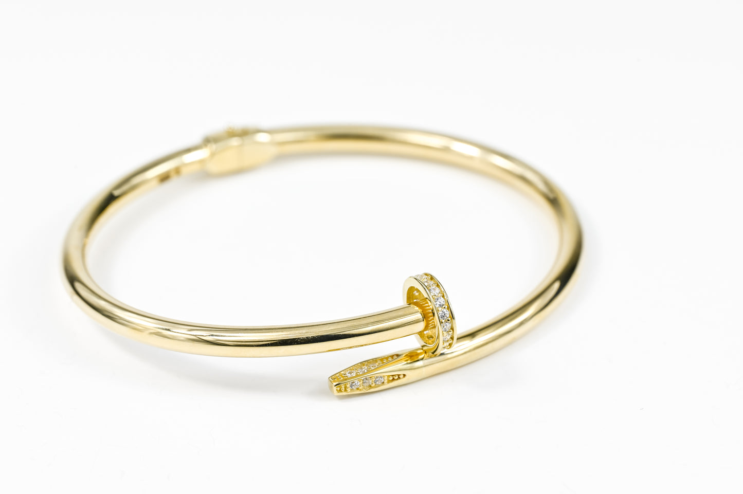 Bracelet Nail Yellow Gold with Zirconia stones