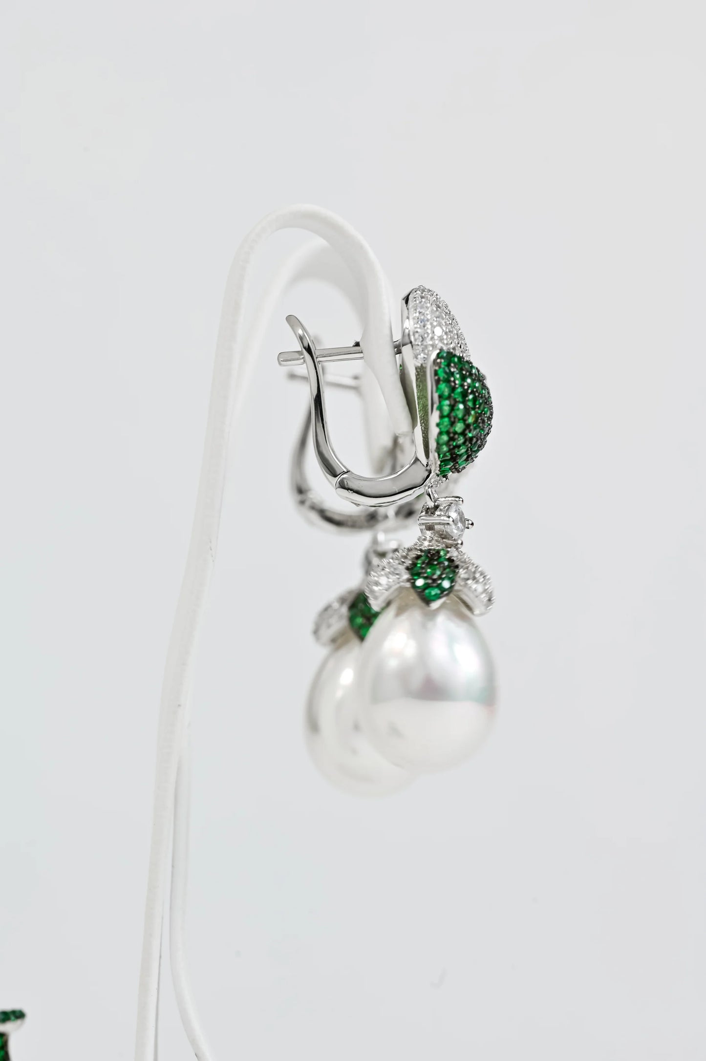 Green stones Silver Set Pearl (Earrings&Ring)