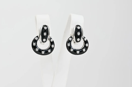 Silver Earrings Black