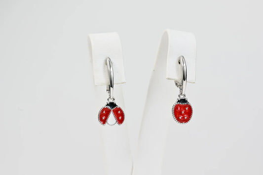 Silver Kids Earrings Ladybug