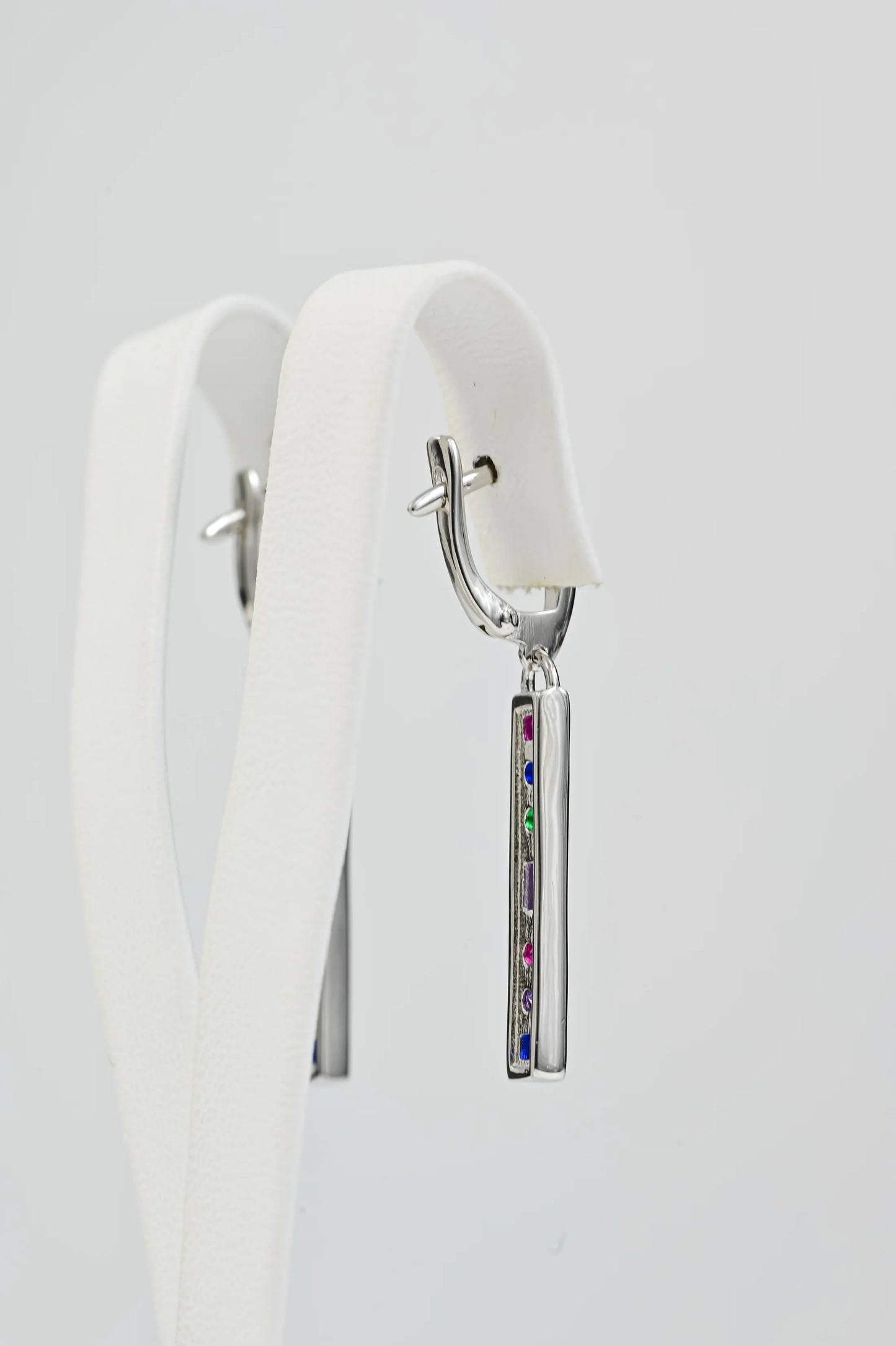 Silver Dangle Earrings Multicolored stones