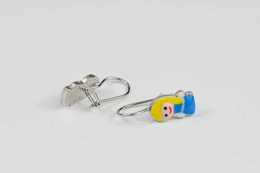 Kids Earrings Doll Silver