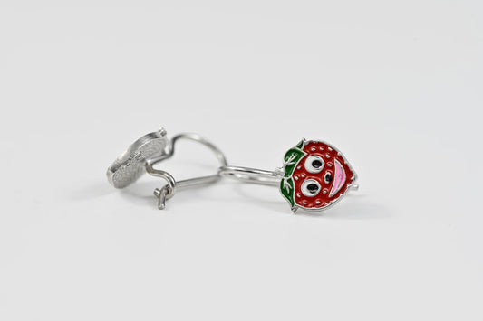 Kids Earrings Strawberry Silver