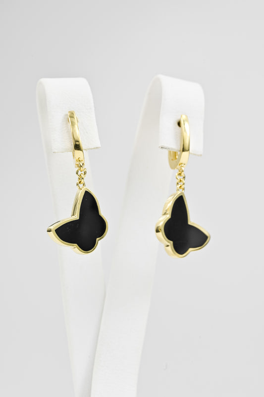 Earrings Butterfly Black Enamel