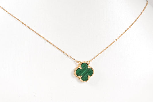 Necklace Malachite clover